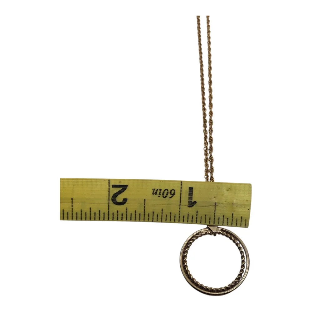 Vintage Pendant Necklace Gold Plated Twisted Rope & Round Hoop Gold Plated chain